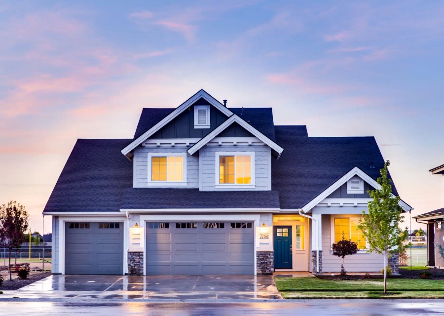 Residential rental home at dusk