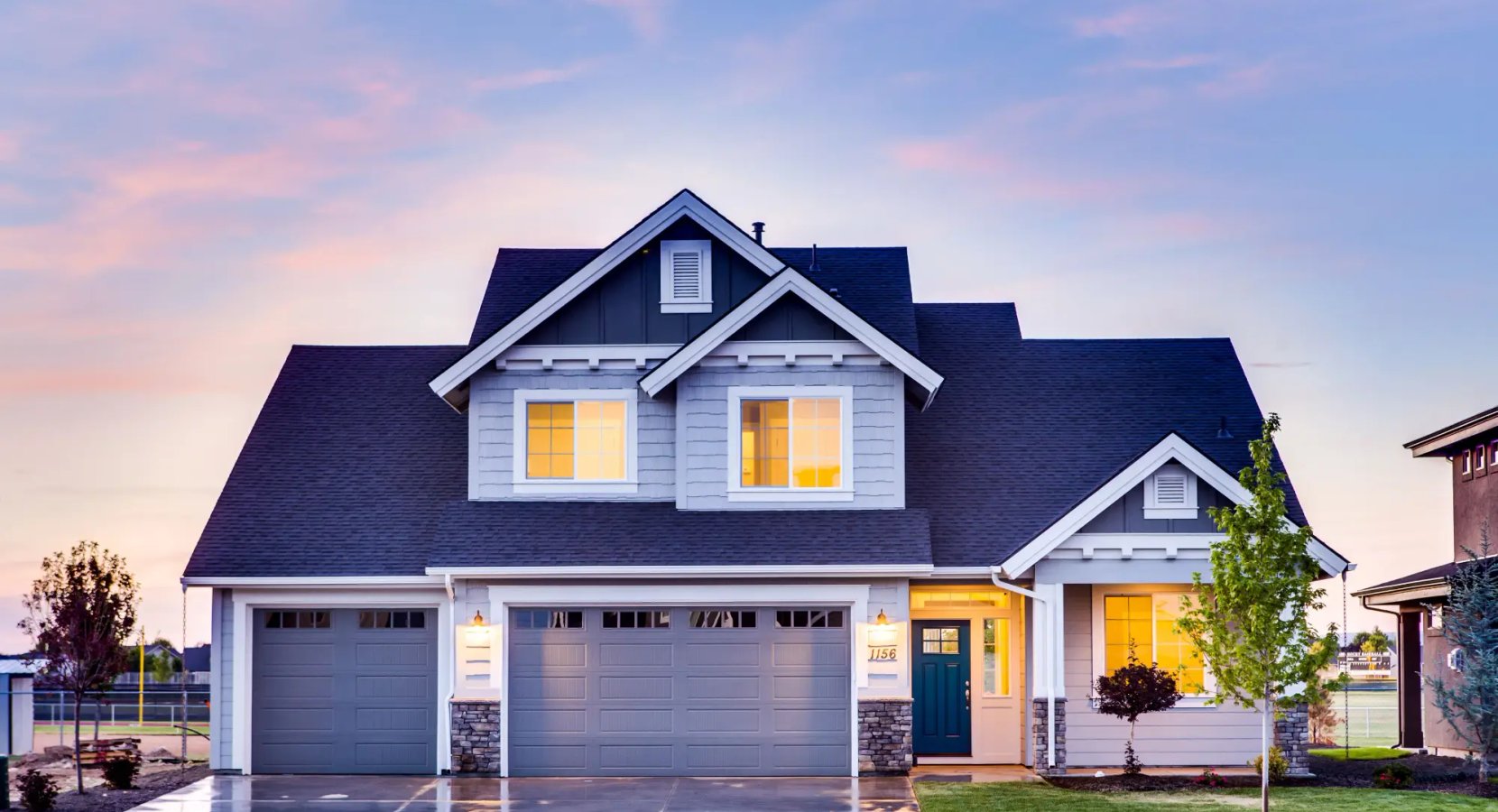 Welcoming residential property at dusk